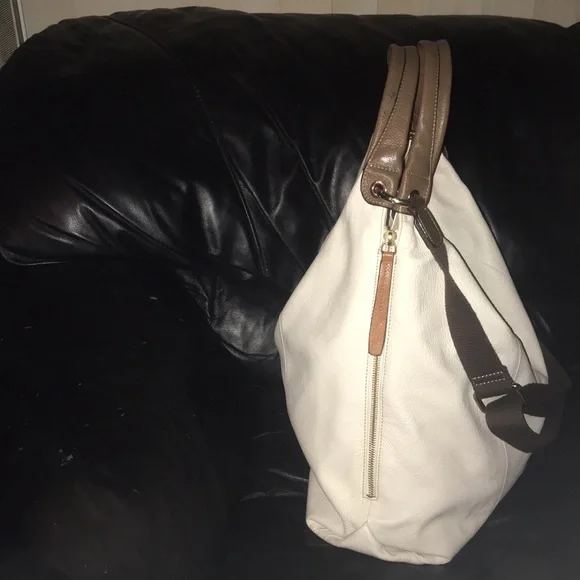 FURLA - White and Brown Leather Hobo Bag - Picture 2 of 9